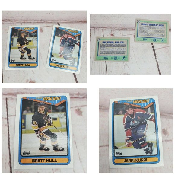 1990 Highlight Jarri Kurri & Brett Hull #4 And #5 Hockey Topps Card - Picture 1 of 7